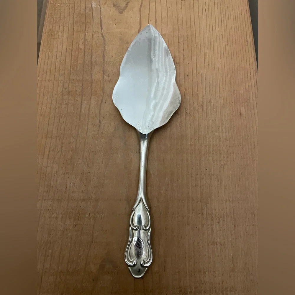 Vintage Christmas Silverplated Cake Pie Server Season's Greetings